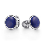 sterling silver round lapis cufflinks
