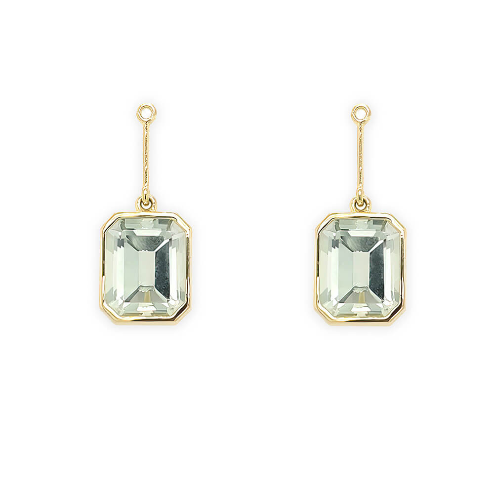 Green amethyst earring jackets in 18K yellow gold