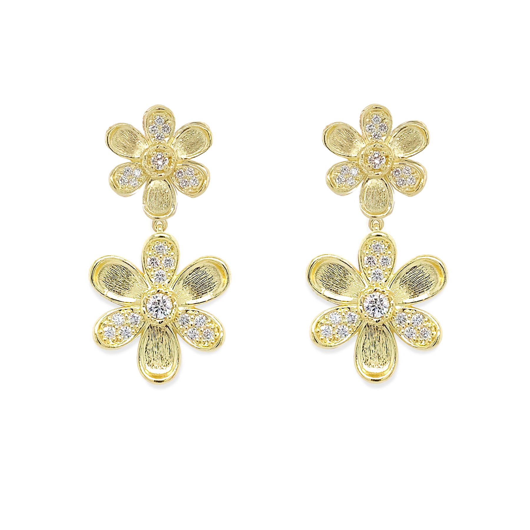 ABDoubleFlowerPAVEDrops18KTY