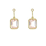 18K yellow gold drop earring jackets with large rectangular rose quartz stones.