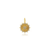 14K Yellow Gold Diamond Star Disc Pendant