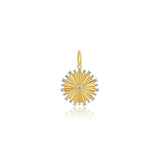 14K Yellow Gold Diamond Spiked Fluted Pendant