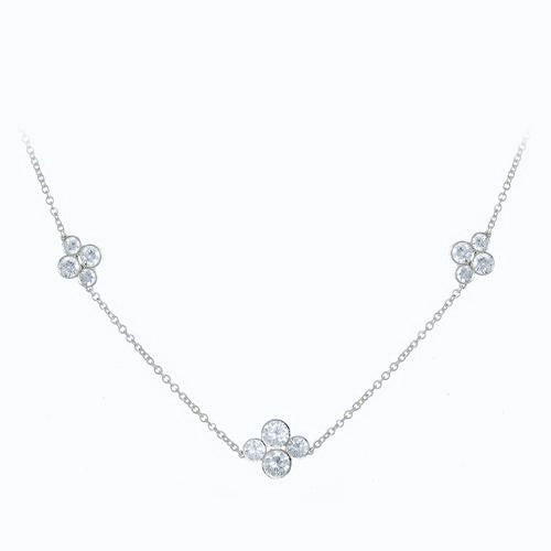 Platinum 3 station diamond necklace 1.2 carats