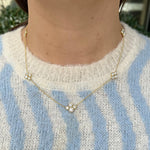 Woman wearing Anderson 18K gold and diamond necklace