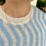 Woman wearing Anderson 18K gold and diamond necklace