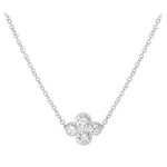 Platinum necklace with a clover-shaped pendant on a white background
