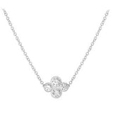 Platinum necklace with a clover-shaped pendant on a white background