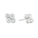 Side view of a pair of Anderson platinum diamond earrings