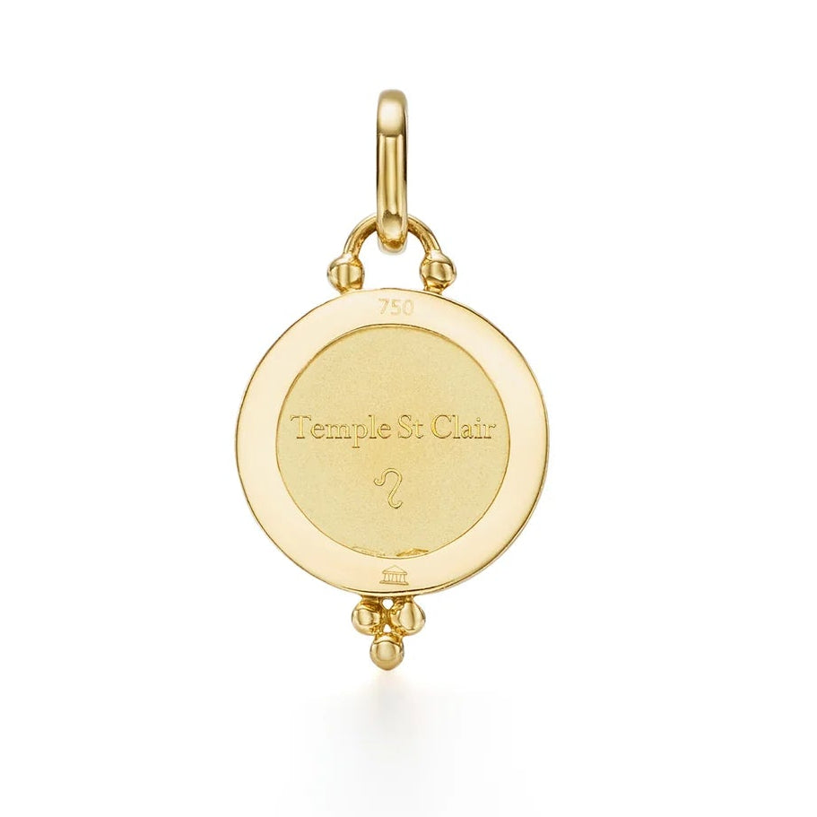 18K Gold pendant with engraving on a white background
