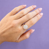Antique Diamond Cluster Halo Ring in Rose Gold
