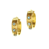 Elizabeth Locke 19K yellow gold Aquamarine Flat Ribbon Hoop Earrings