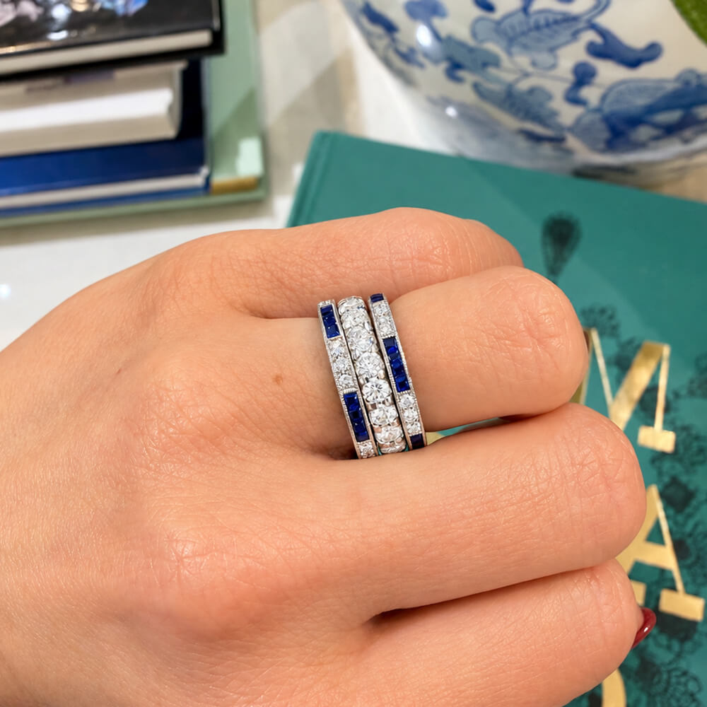 Art Deco Sapphire and Diamond Eternity Band 