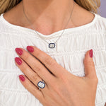 Kwiat Platinum Ashoka Ring with Sapphire and Diamond Halos