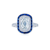 Kwiat Platinum Ashoka Ring with Sapphire and Diamond Halos