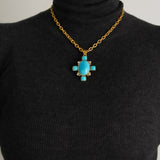 Elizabeth Locke 19K Yellow Gold Sleeping Beauty Turquoise and Diamond Brooch