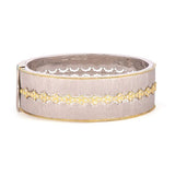 Jude Frances 18K Yellow Gold and Sterling Silver Wide Bangle with Diamonds