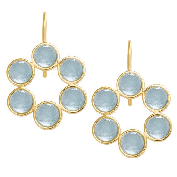 L. Klein 18K Yellow Gold Bubble Earrings with Aquamarine