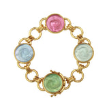 Elizabeth Locke 19K Yellow Gold Pastel Venetian glass 'Dolphin Twins' Bracelet