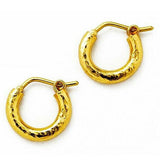 19K Gold Hammered Hoop Earrings designed by Elizabeth Locke