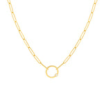 14K Gold necklace with a small circular pendant on a white background
