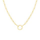 14K Gold necklace with a small circular pendant on a white background