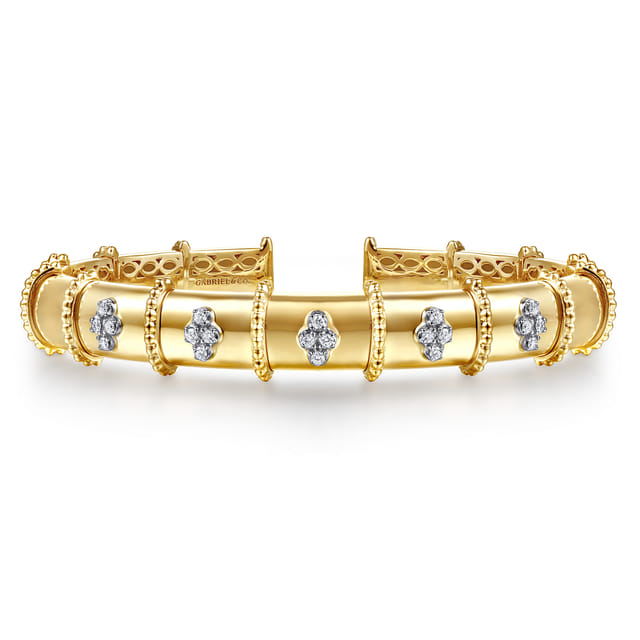 14k yellow gold bangle with diamonds
