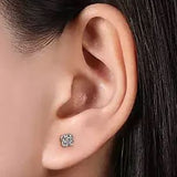 14K White Golf Diamond Clover Stud