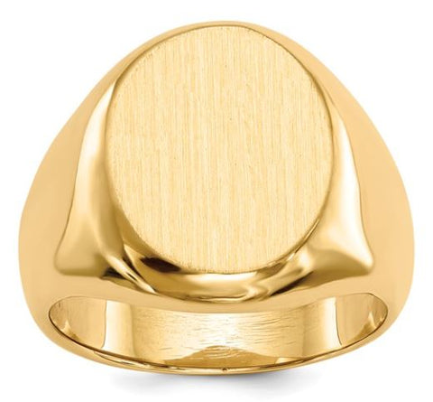 14K Yellow Gold Closed Back Men's Oval Signet Ring