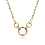 14k Gold necklace with interlocking rings on a white background designed by Gabriel & Co