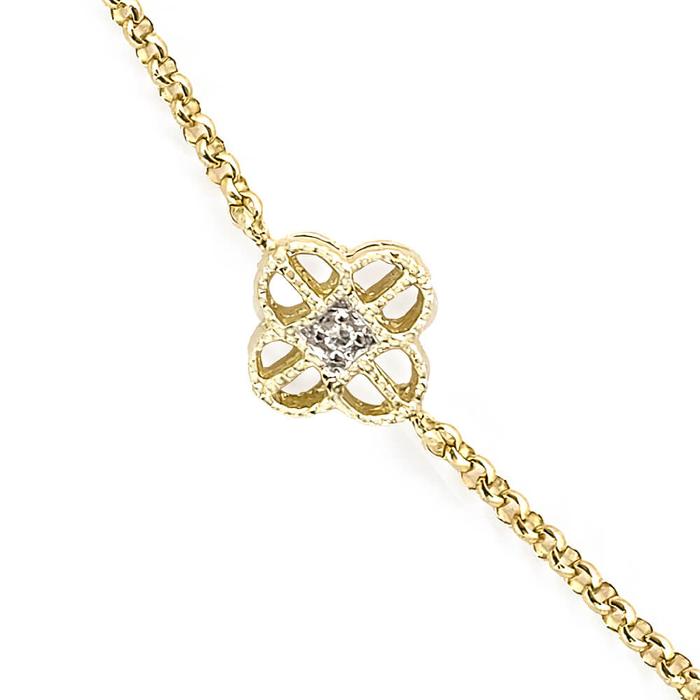 14k Clover DBY with Diamonds 