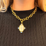 19K Gold chain necklace with a Crystal Muse pendant designed by Elizabeth Locke