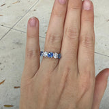Cushion Cut Sapphire and Round Diamond Five Stone Band Ring