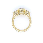Hammered 18K Gold ring with diamonds