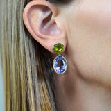 Amethyst and Peridot Drop Earrings