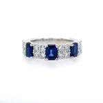 18k white gold band with diamonds and sapphires