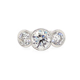 Platinum bezel set Three-stone diamond ring 