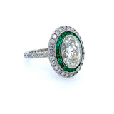 Platinum Diamond and Emerald Ring