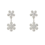 Platinum and Diamond Flower Earrings