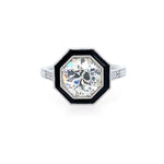 Platinum and Diamonds Engagement ring with Onyx detail