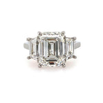 Emerald Cut Diamond Engagement Ring with Trapezoid Side Stones in Platinum