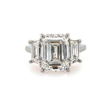 Emerald Cut Diamond Engagement Ring with Trapezoid Side Stones in Platinum