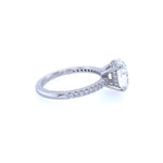 Custom Platinum Oval Diamond Solitaire Ring with Pave Diamond Band