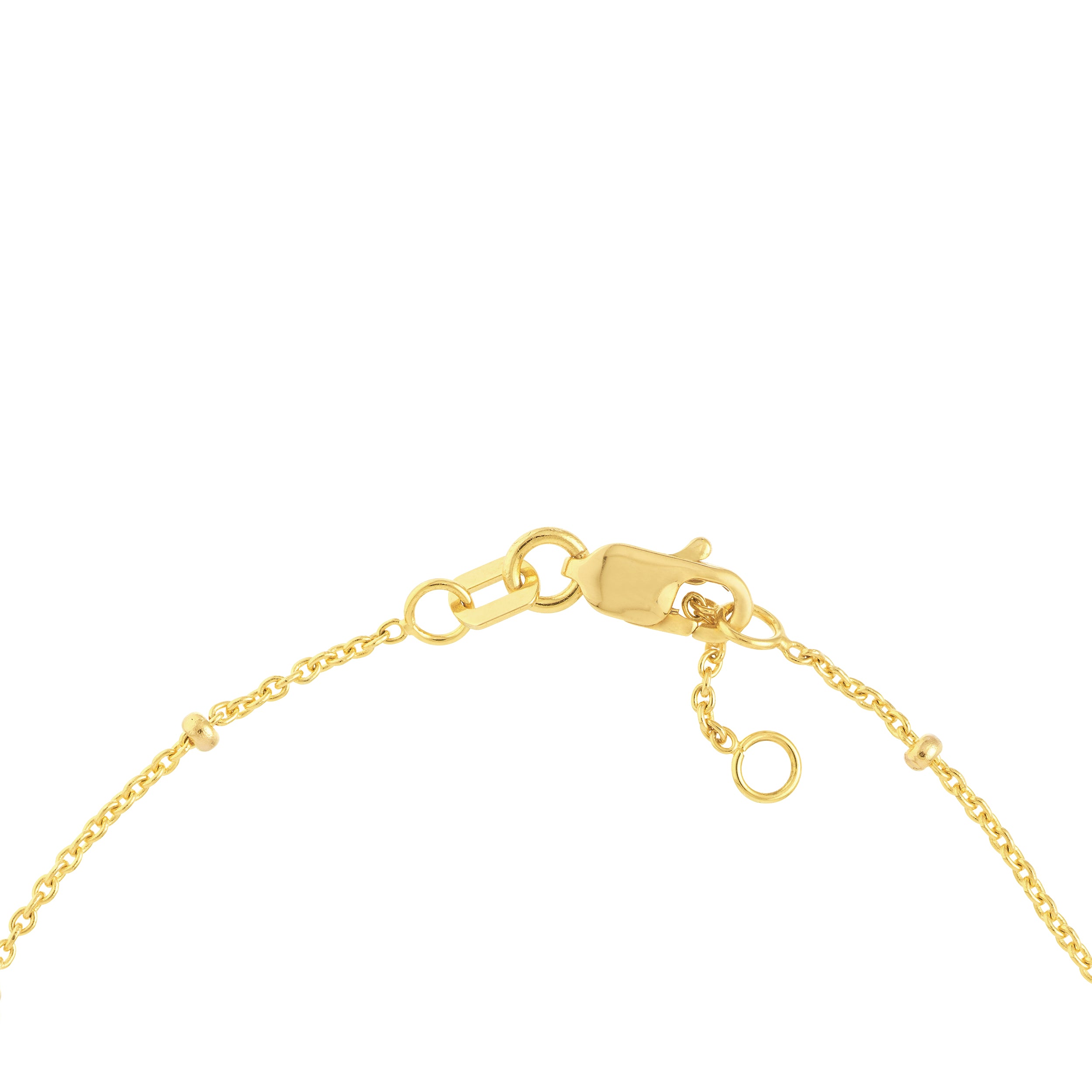 close up of 14K yellow Gold bracelet clasp on a white background