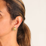 Elizabeth Locke 19K Yellow Gold Dome with Wire Arches and Blue Sapphires