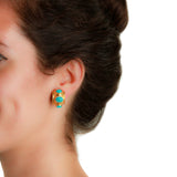 Elizabeth Locke 19K Yellow Gold Sleeping Beauty Turquoise Earrings