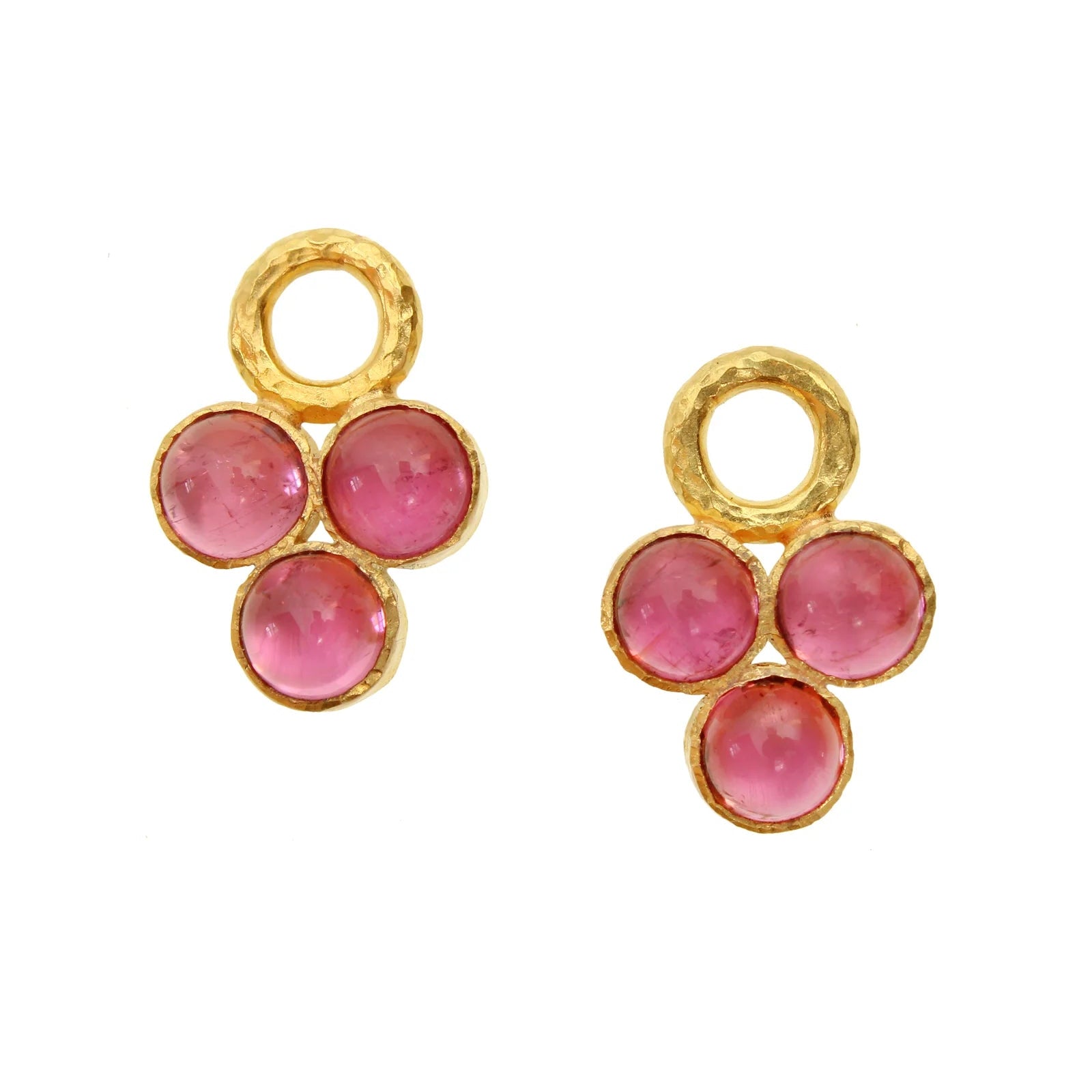 Cabochon Pink Tourmaline Triad Earring Charms