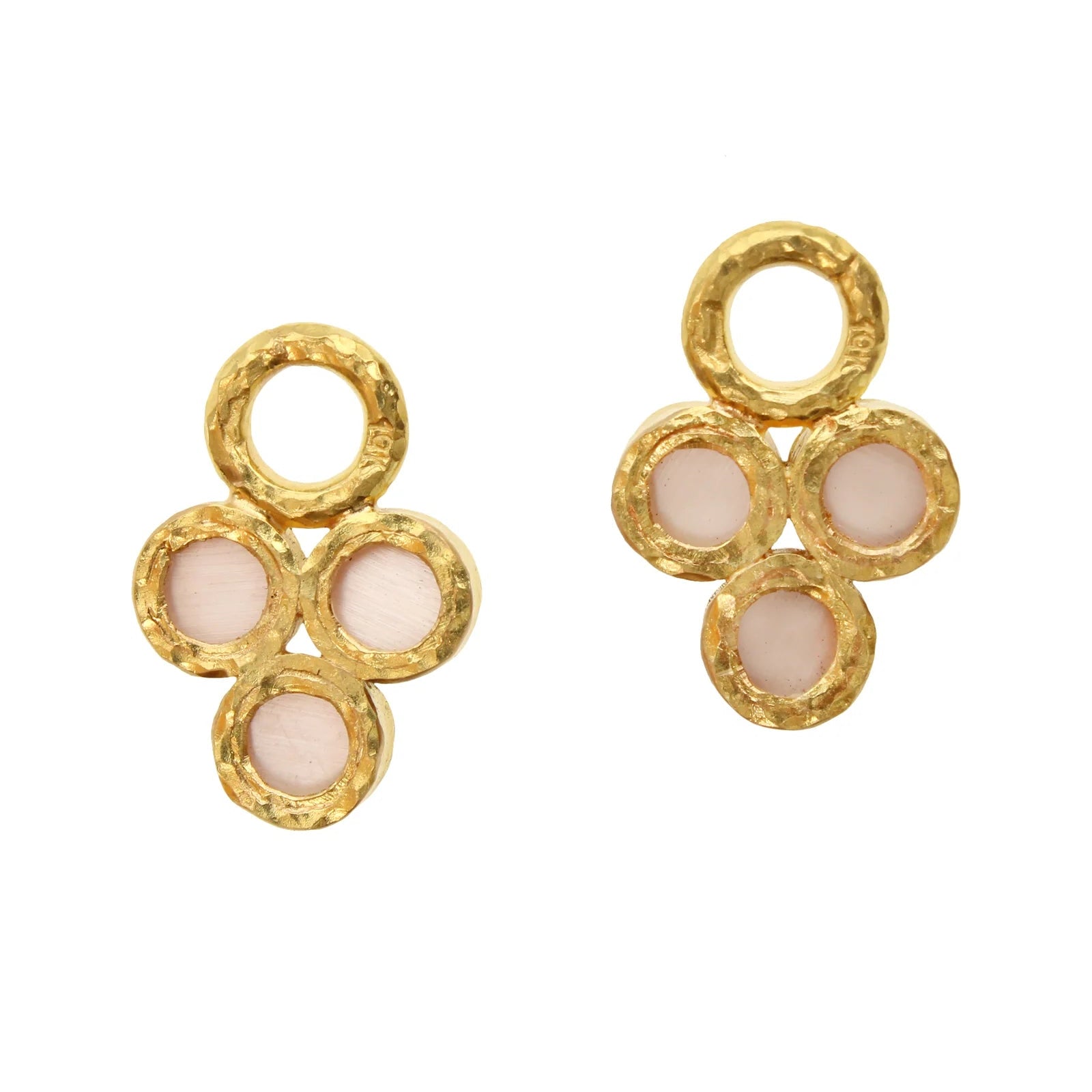 Cabochon Pink Tourmaline Triad Earring Charms back view