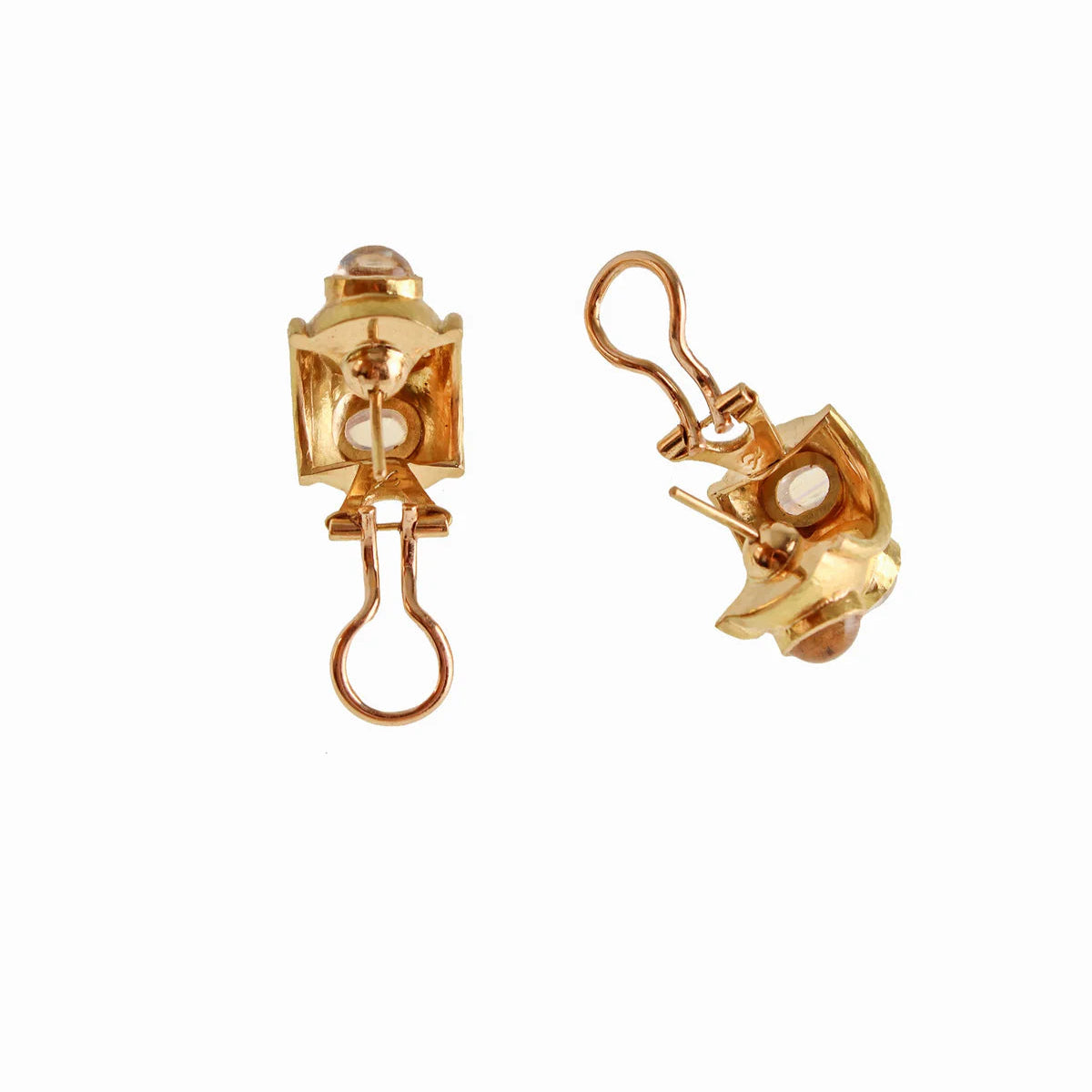 Back view of Elizabeth Locke 19K gold Moonstone Earrings