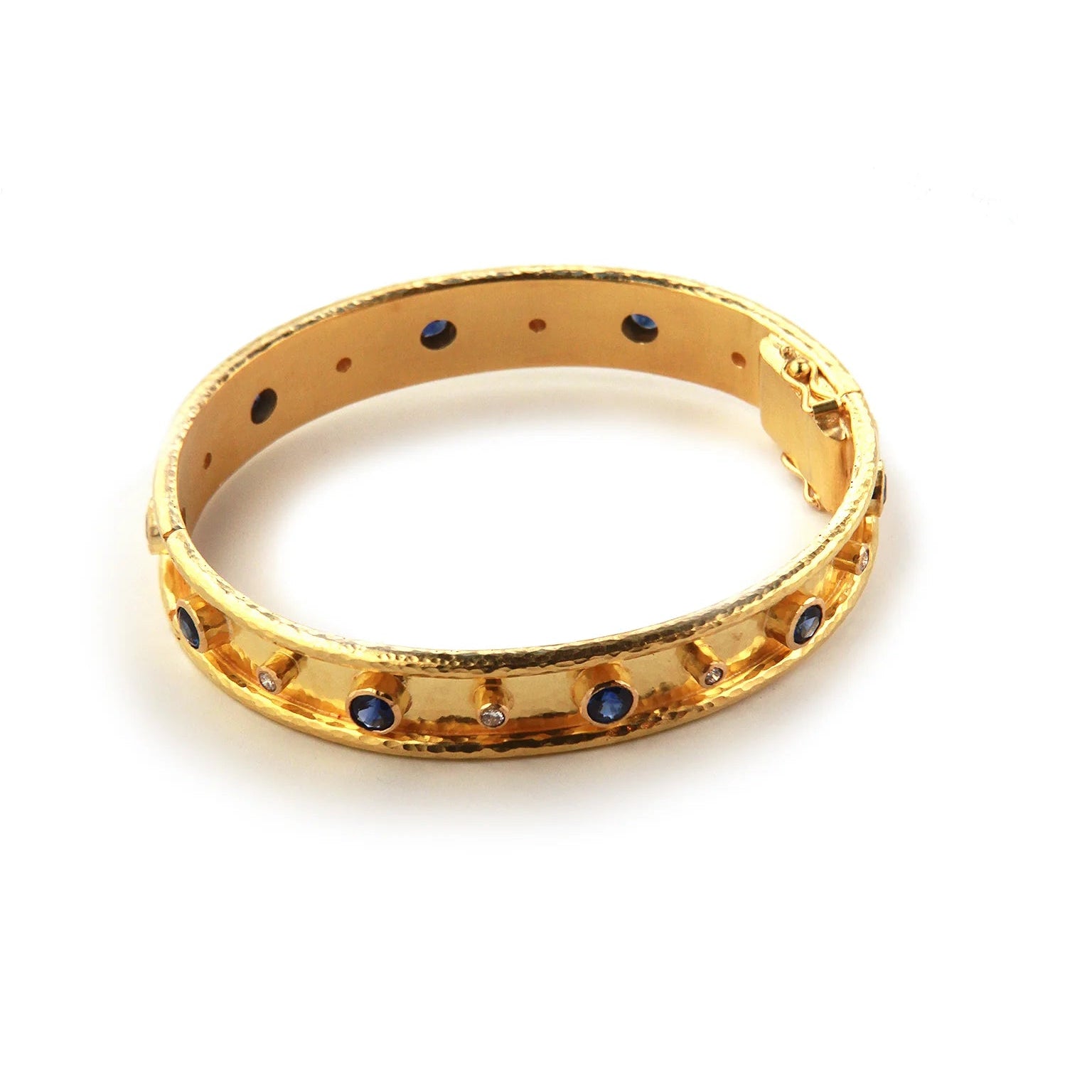 Eliz Locke 19K gold sapphire and diamond bangle