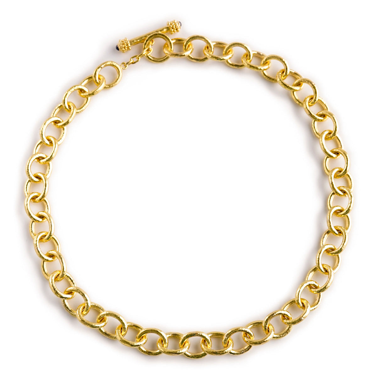 19K Gold link necklace on a white background designed by Elizabeth Locke